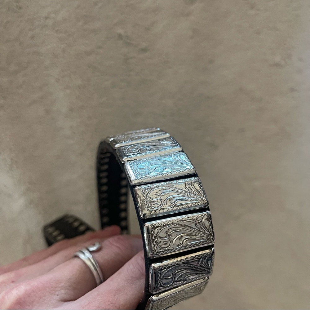 Silver Engraved Stretch Bracelet - Women Accessories